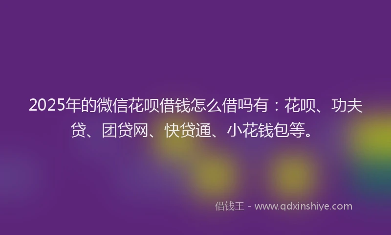 2025年的微信花呗借钱怎么借吗有：花呗、功夫贷、团贷网、快贷通、小花钱包等。