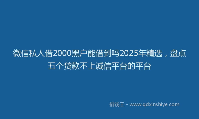 微信私人借2000黑户能借到吗2025年精选，盘点五个贷款不上诚信平台的平台