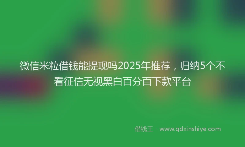 微信米粒借钱能提现吗2025年推荐，归纳5个不看征信无视黑白百分百下款平台