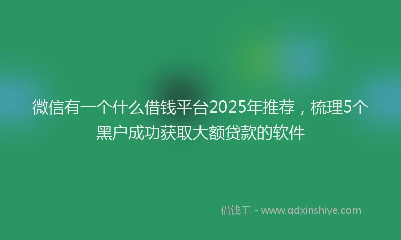 微信有一个什么借钱平台2025年推荐，梳理5个黑户成功获取大额贷款的软件