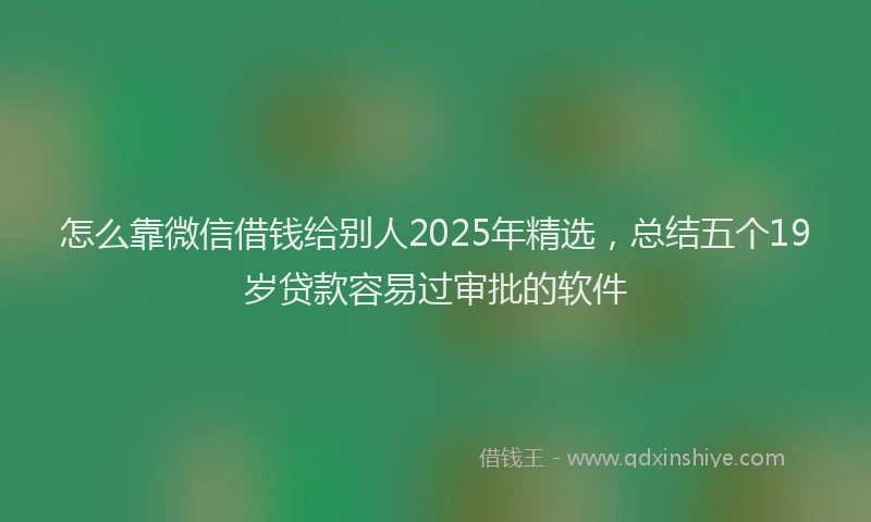 怎么靠微信借钱给别人2025年精选，总结五个19岁贷款容易过审批的软件