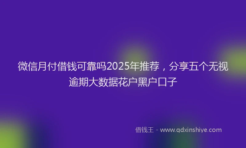 微信月付借钱可靠吗2025年推荐，分享五个无视逾期大数据花户黑户口子