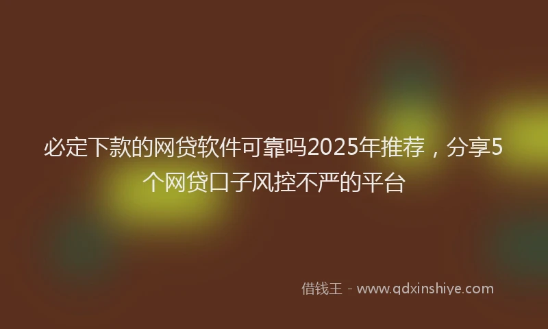 必定下款的网贷软件可靠吗2025年推荐，分享5个网贷口子风控不严的平台