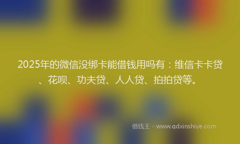 2025年的微信没绑卡能借钱用吗有：维信卡卡贷、花呗、功夫贷、人人贷、拍拍贷等。