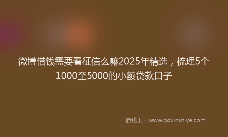 微博借钱需要看征信么嘛2025年精选，梳理5个1000至5000的小额贷款口子