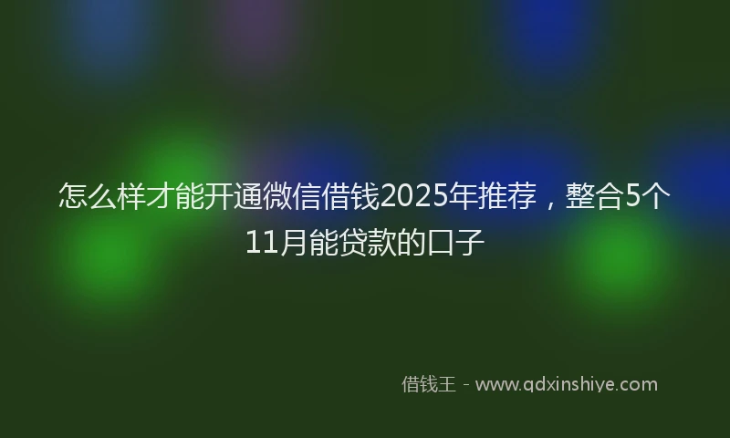 怎么样才能开通微信借钱2025年推荐，整合5个11月能贷款的口子