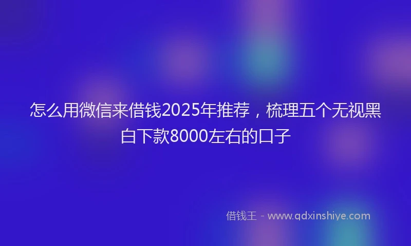 怎么用微信来借钱2025年推荐，梳理五个无视黑白下款8000左右的口子