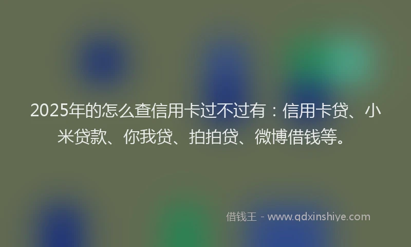 2025年的怎么查信用卡过不过有：信用卡贷、小米贷款、你我贷、拍拍贷、微博借钱等。