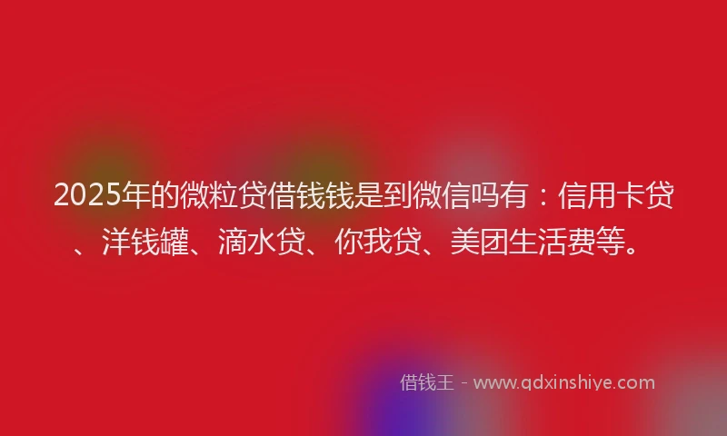 2025年的微粒贷借钱钱是到微信吗有：信用卡贷、洋钱罐、滴水贷、你我贷、美团生活费等。