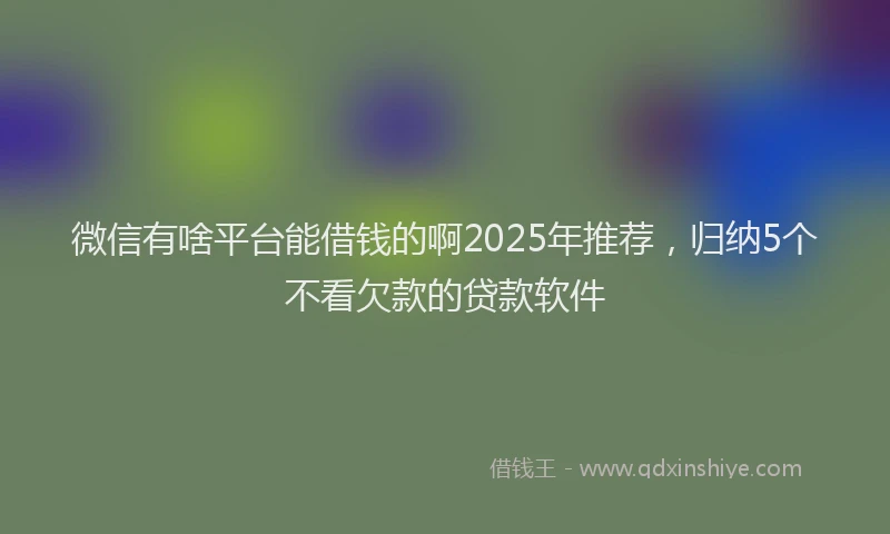 微信有啥平台能借钱的啊2025年推荐，归纳5个不看欠款的贷款软件