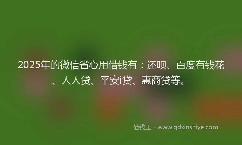 2025年的微信省心用借钱有：还呗、百度有钱花、人人贷、平安i贷、惠商贷等。