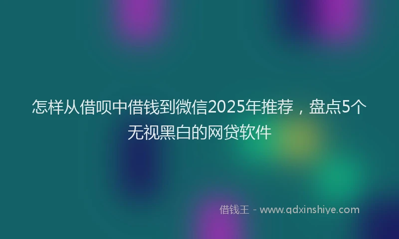 怎样从借呗中借钱到微信2025年推荐，盘点5个无视黑白的网贷软件