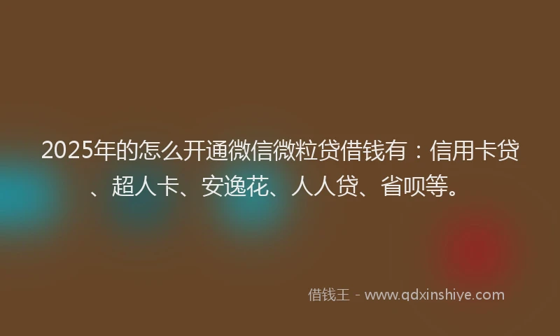 2025年的怎么开通微信微粒贷借钱有：信用卡贷、超人卡、安逸花、人人贷、省呗等。