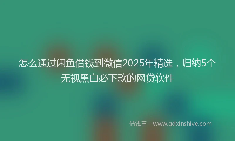 怎么通过闲鱼借钱到微信2025年精选，归纳5个无视黑白必下款的网贷软件