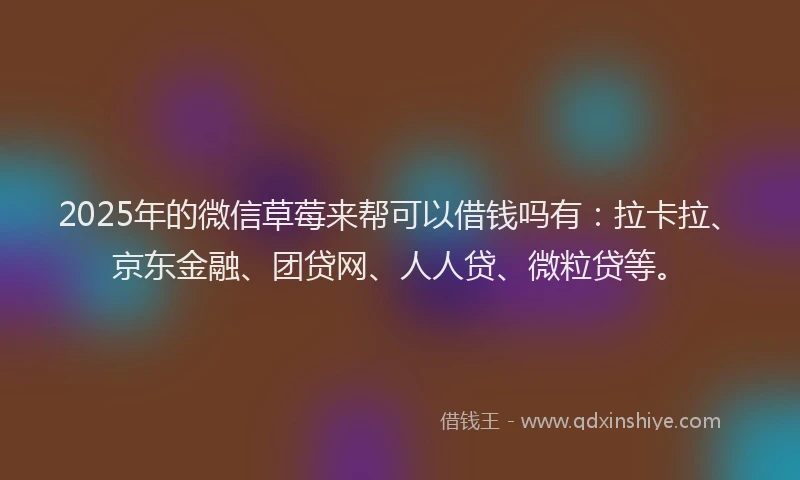 2025年的微信草莓来帮可以借钱吗有：拉卡拉、京东金融、团贷网、人人贷、微粒贷等。
