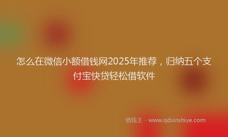 怎么在微信小额借钱网2025年推荐，归纳五个支付宝快贷轻松借软件