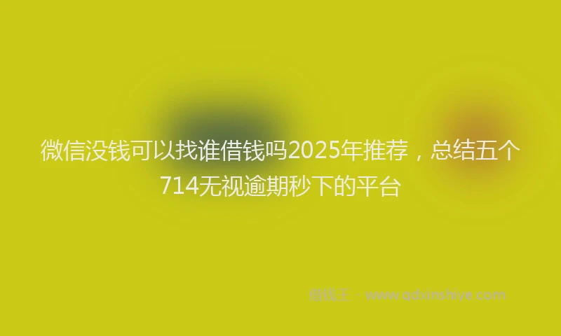 微信没钱可以找谁借钱吗2025年推荐，总结五个714无视逾期秒下的平台