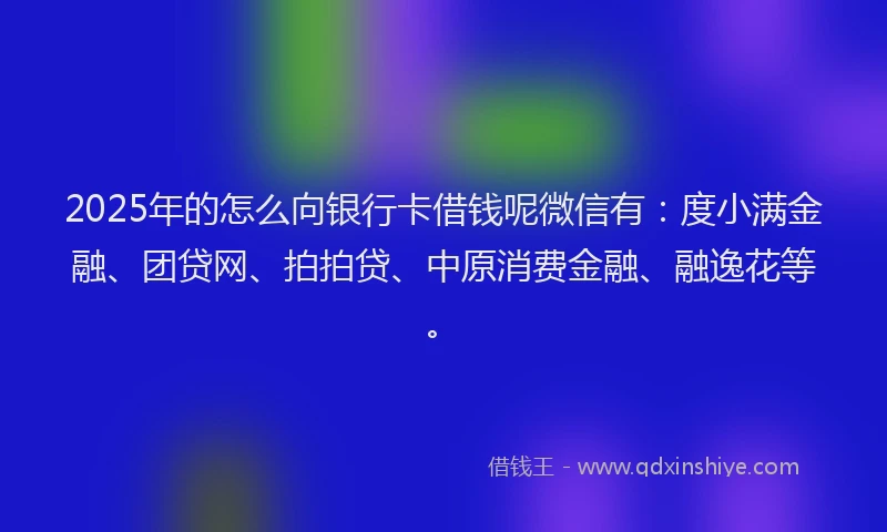 2025年的怎么向银行卡借钱呢微信有：度小满金融、团贷网、拍拍贷、中原消费金融、融逸花等。