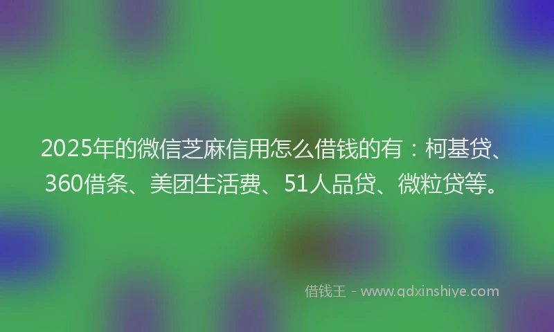 2025年的微信芝麻信用怎么借钱的有：柯基贷、360借条、美团生活费、51人品贷、微粒贷等。