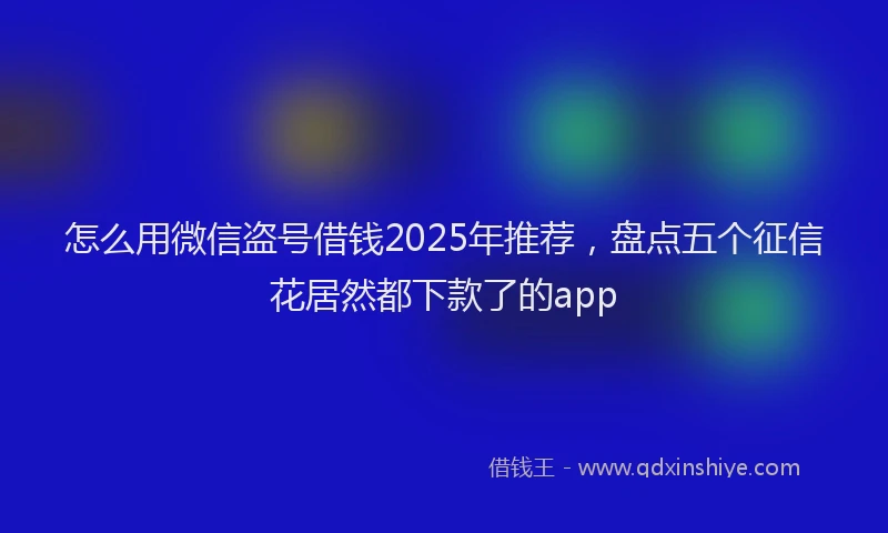 怎么用微信盗号借钱2025年推荐，盘点五个征信花居然都下款了的app