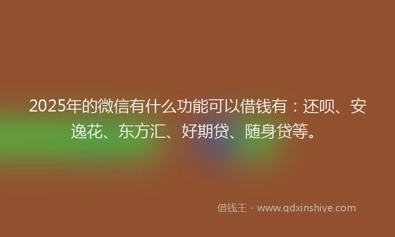 2025年的微信有什么功能可以借钱有：还呗、安逸花、东方汇、好期贷、随身贷等。