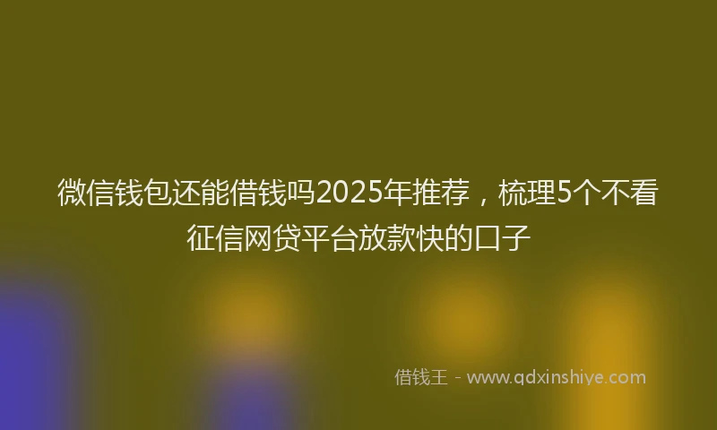微信钱包还能借钱吗2025年推荐，梳理5个不看征信网贷平台放款快的口子