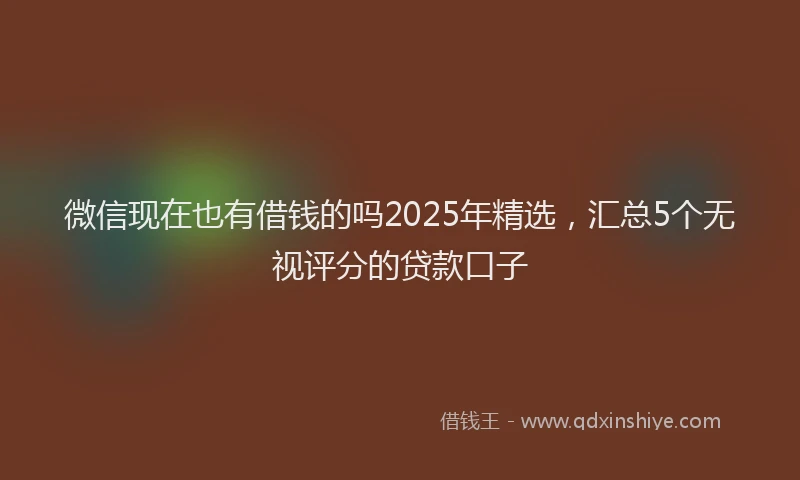 微信现在也有借钱的吗2025年精选，汇总5个无视评分的贷款口子