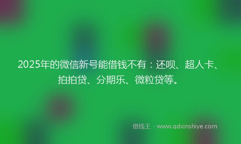 2025年的微信新号能借钱不有：还呗、超人卡、拍拍贷、分期乐、微粒贷等。