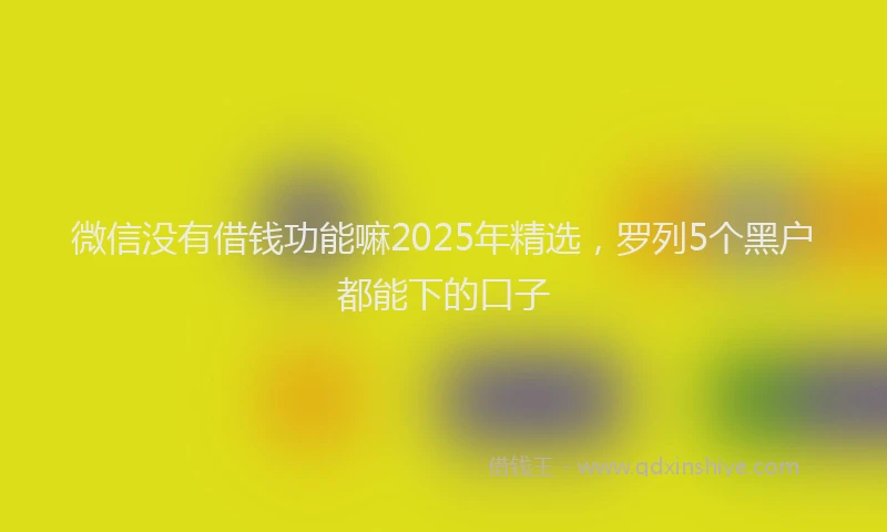 微信没有借钱功能嘛2025年精选，罗列5个黑户都能下的口子