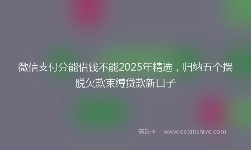微信支付分能借钱不能2025年精选，归纳五个摆脱欠款束缚贷款新口子