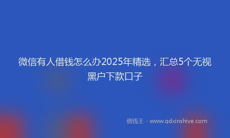 微信有人借钱怎么办2025年精选，汇总5个无视黑户下款口子
