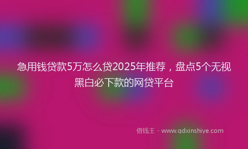 急用钱贷款5万怎么贷2025年推荐，盘点5个无视黑白必下款的网贷平台