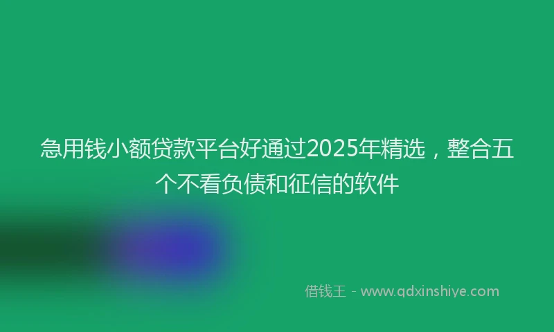 急用钱小额贷款平台好通过2025年精选，整合五个不看负债和征信的软件