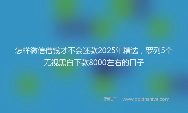 怎样微信借钱才不会还款2025年精选，罗列5个无视黑白下款8000左右的口子