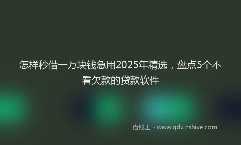 怎样秒借一万块钱急用2025年精选，盘点5个不看欠款的贷款软件