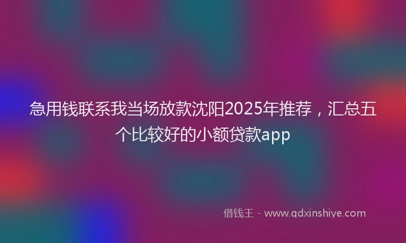 急用钱联系我当场放款沈阳2025年推荐，汇总五个比较好的小额贷款app