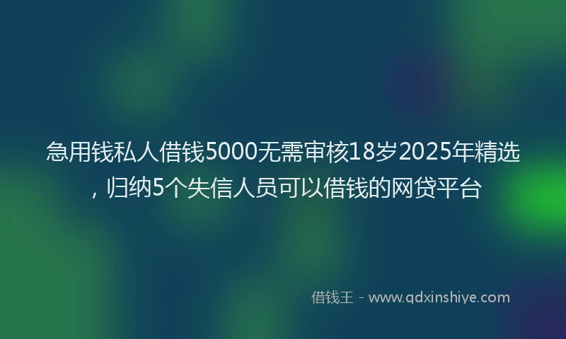 急用钱私人借钱5000无需审核18岁2025年精选，归纳5个失信人员可以借钱的网贷平台