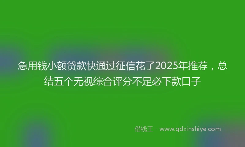 急用钱小额贷款快通过征信花了2025年推荐，总结五个无视综合评分不足必下款口子