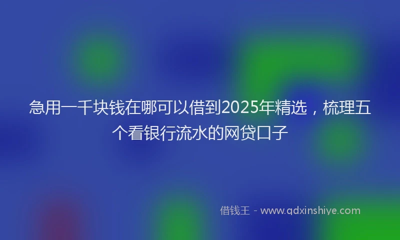 急用一千块钱在哪可以借到2025年精选，梳理五个看银行流水的网贷口子