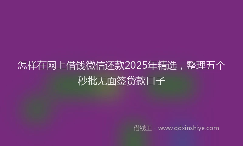 怎样在网上借钱微信还款2025年精选，整理五个秒批无面签贷款口子