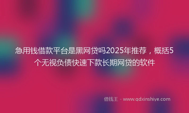 急用钱借款平台是黑网贷吗2025年推荐，概括5个无视负债快速下款长期网贷的软件