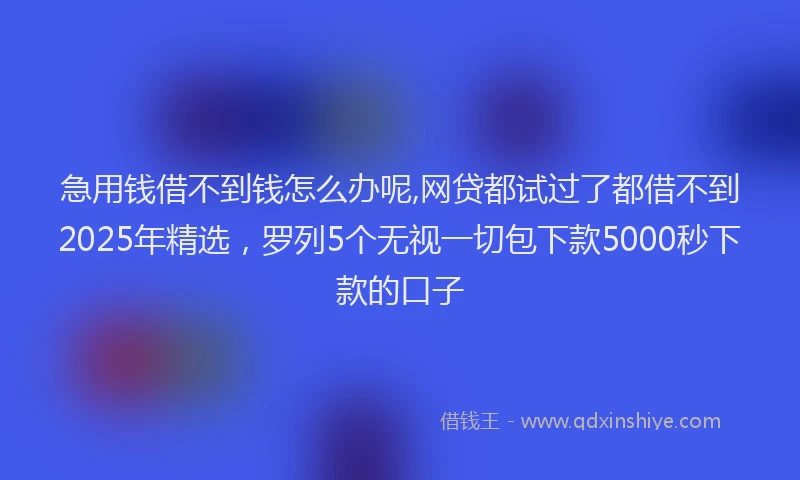 急用钱借不到钱怎么办呢,网贷都试过了都借不到2025年精选，罗列5个无视一切包下款5000秒下款的口子