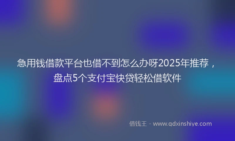 急用钱借款平台也借不到怎么办呀2025年推荐，盘点5个支付宝快贷轻松借软件