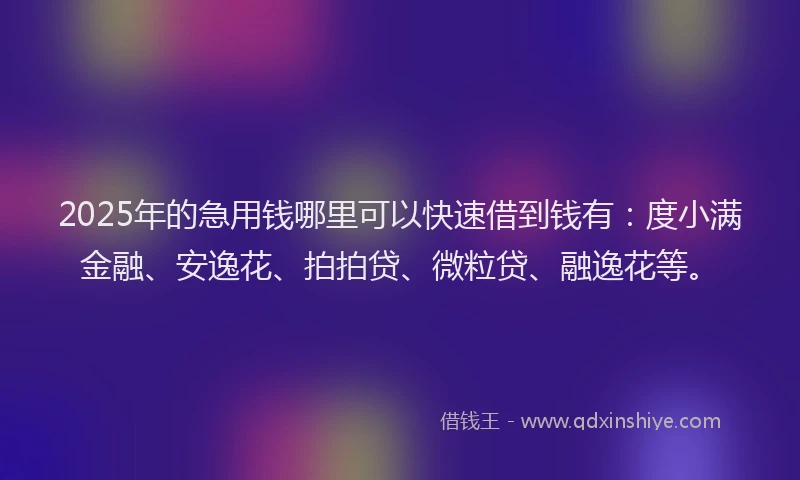 2025年的急用钱哪里可以快速借到钱有：度小满金融、安逸花、拍拍贷、微粒贷、融逸花等。