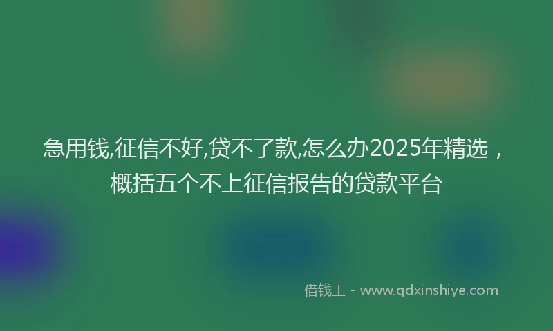 急用钱,征信不好,贷不了款,怎么办2025年精选，概括五个不上征信报告的贷款平台