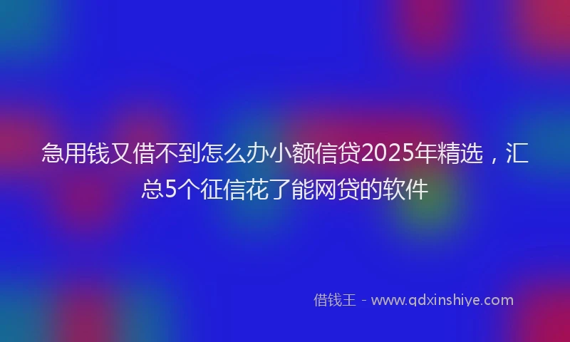 急用钱又借不到怎么办小额信贷2025年精选，汇总5个征信花了能网贷的软件