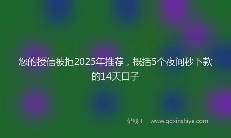 您的授信被拒2025年推荐，概括5个夜间秒下款的14天口子