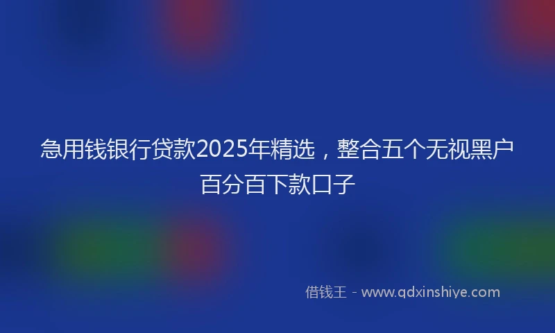急用钱银行贷款2025年精选，整合五个无视黑户百分百下款口子