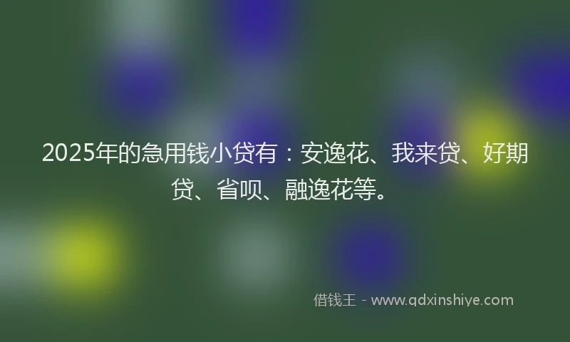 2025年的急用钱小贷有：安逸花、我来贷、好期贷、省呗、融逸花等。