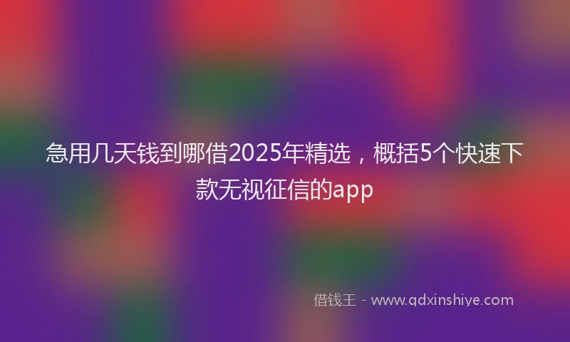 急用几天钱到哪借2025年精选，概括5个快速下款无视征信的app